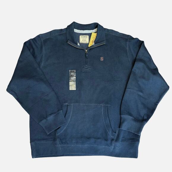 IZOD 1/4 Zip Sweatshirt WMNS XXL Navy Fleece Logo Long Sleeve Winter Outdoor VTG - Picture 7 of 7